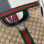 Gucci Black Canvas & Leather Double G Handbag