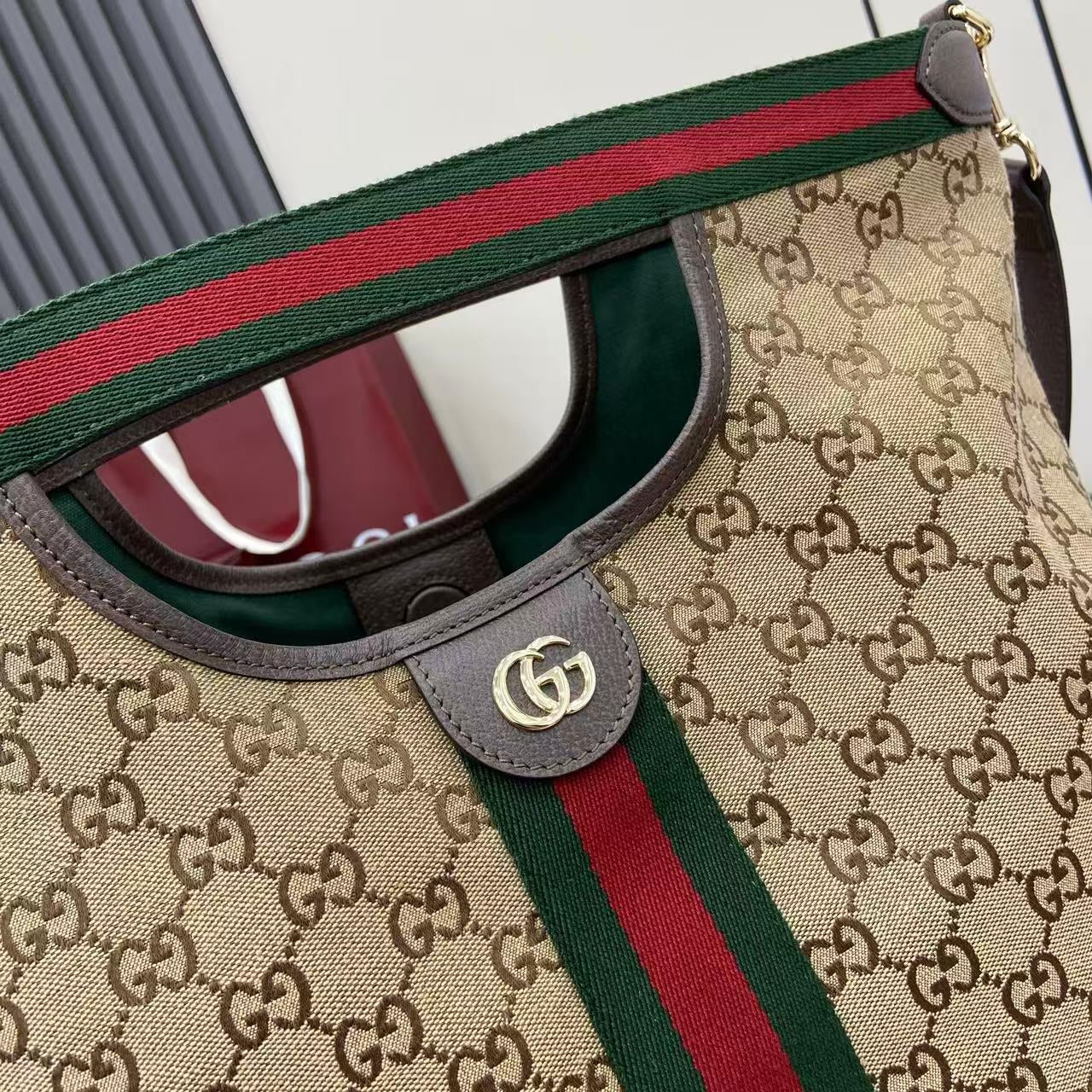 Gucci Black Canvas & Leather Double G Handbag