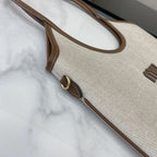 Miu Miu Brown Canvas & Leather Logo Tote Bag