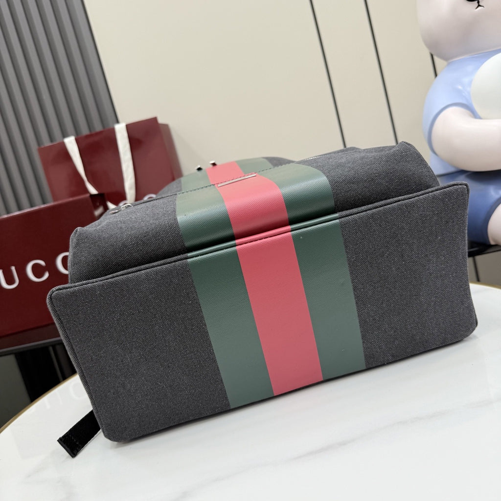 Gucci Black Canvas & Leather Vintage-Finish Backpack