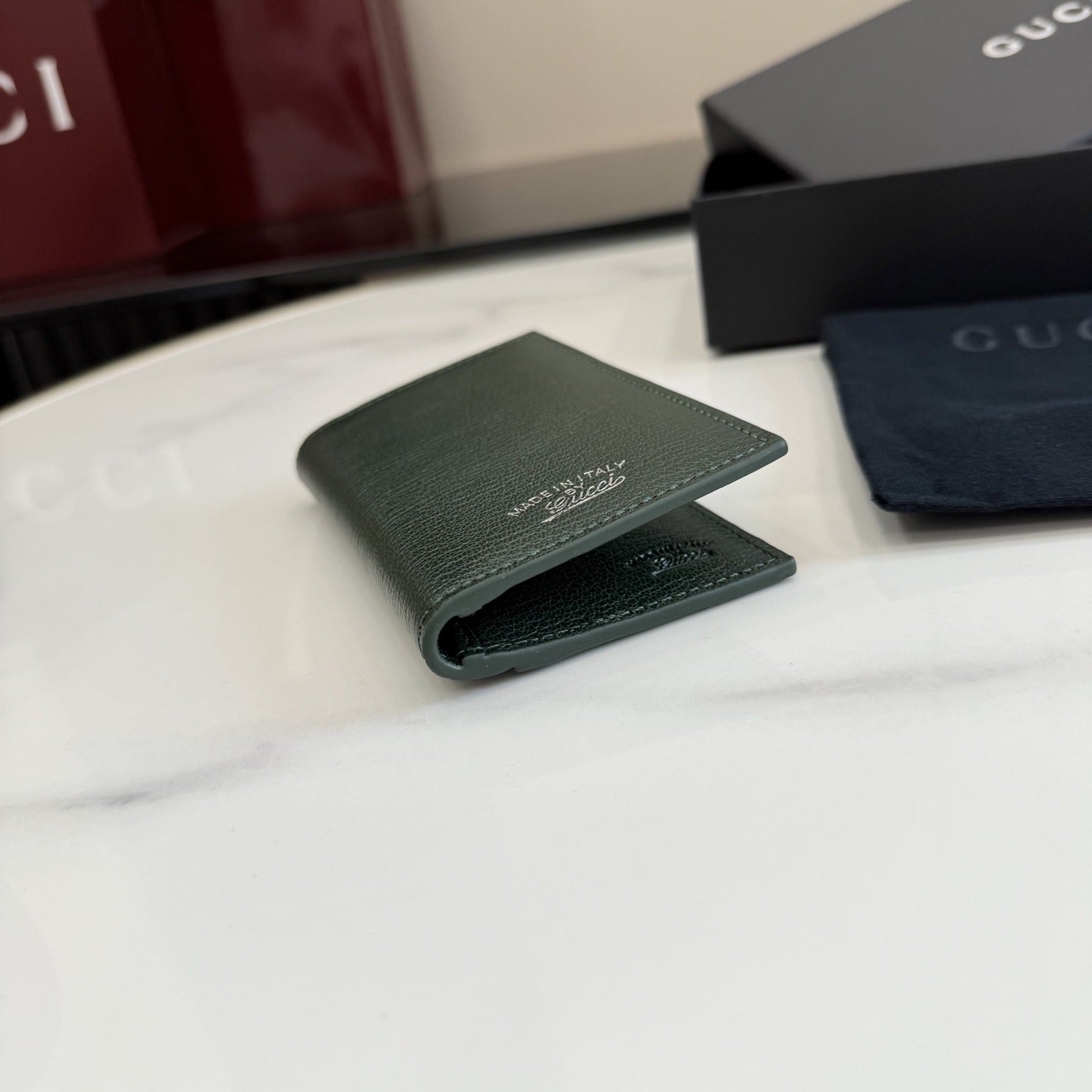 Gucci Green Leather Logo Handbag