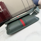 Gucci Green Leather & Canvas Logo Crossbody Bag