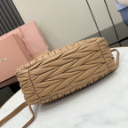 Miu Miu Brown Lambskin Leather Vintage-Finish Handbag