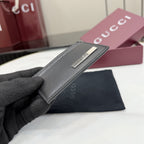 Gucci Black Leather & Canvas Card Holder