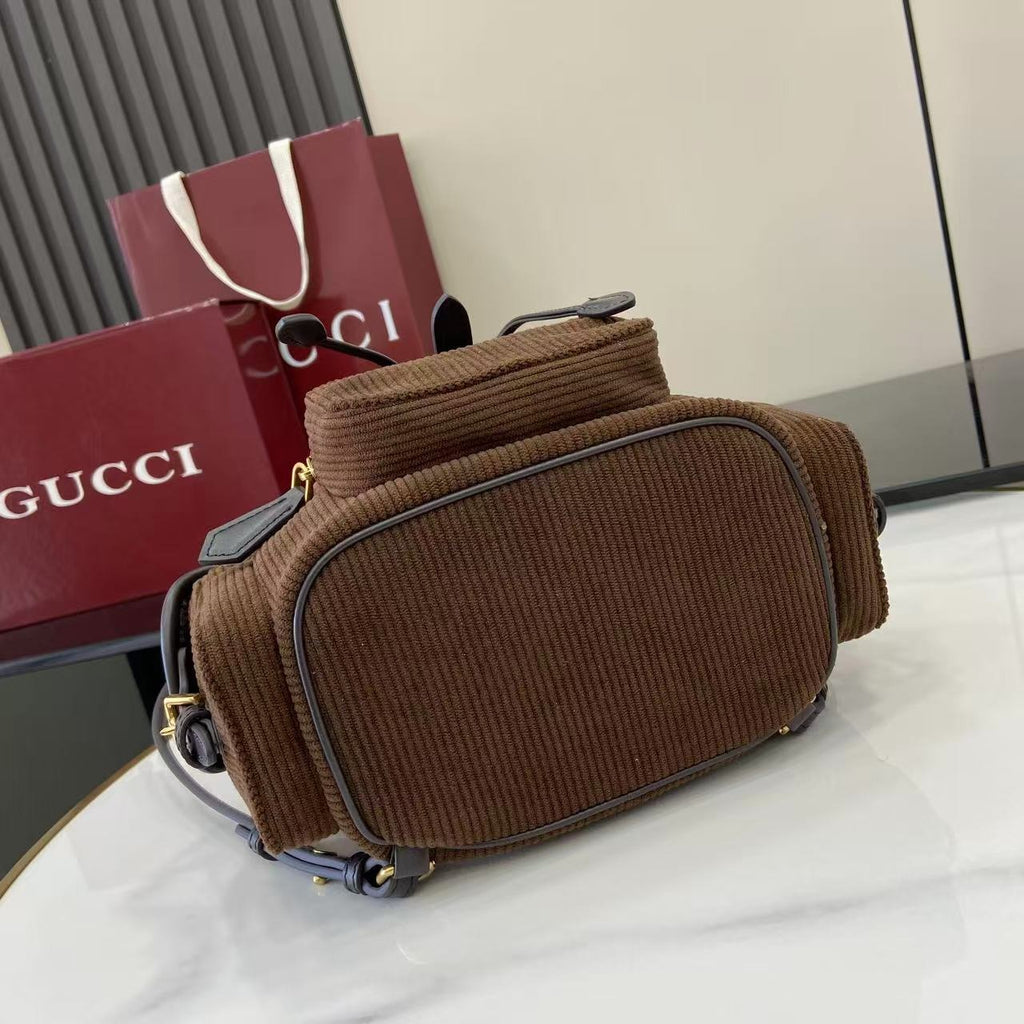 Gucci Corduroy & Calfskin Leather Backpack