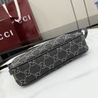 Gucci Black Denim & Leather Zip Handbag