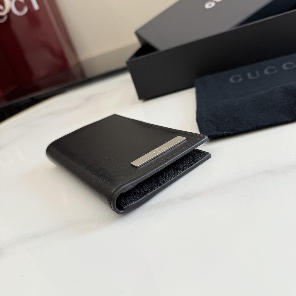 Gucci Black Leather & Canvas Card Holder