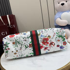 Gucci White Leather Double G Tote Bag