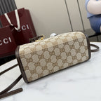 Gucci Brown Leather & Canvas Logo Tote Bag