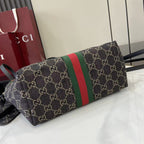 Gucci Black Denim & Canvas Double G Tote Bag