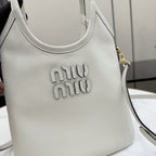 Miu Miu White Leather Logo Tote Bag