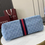 Gucci Light Blue Denim Double G Tote Bag