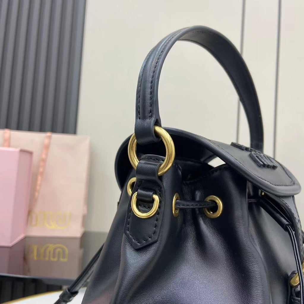 Miu Miu Black Calfskin Leather Backpack