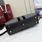 Gucci Black Leather & Canvas Horsebit Handbag