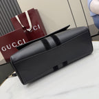 Gucci Black Leather & Canvas Zip Handbag