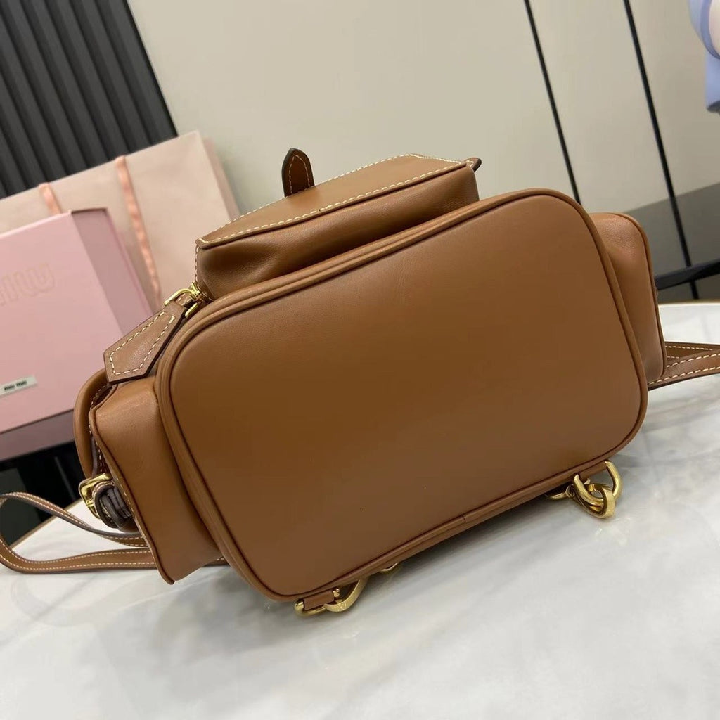 Miu Miu Brown Calfskin Leather Backpack