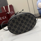 Gucci Black Denim & Leather Zip Handbag