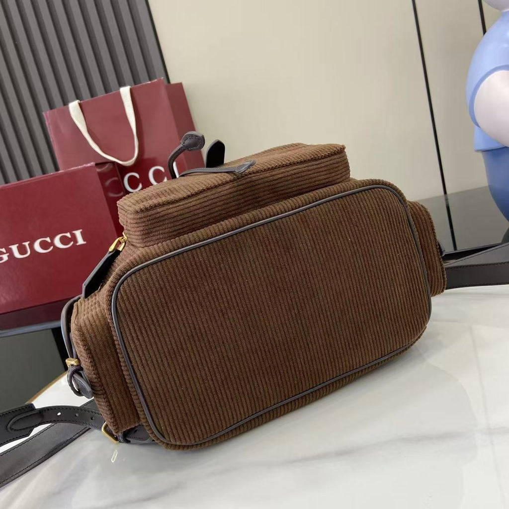 Gucci Corduroy & Calfskin Leather Backpack