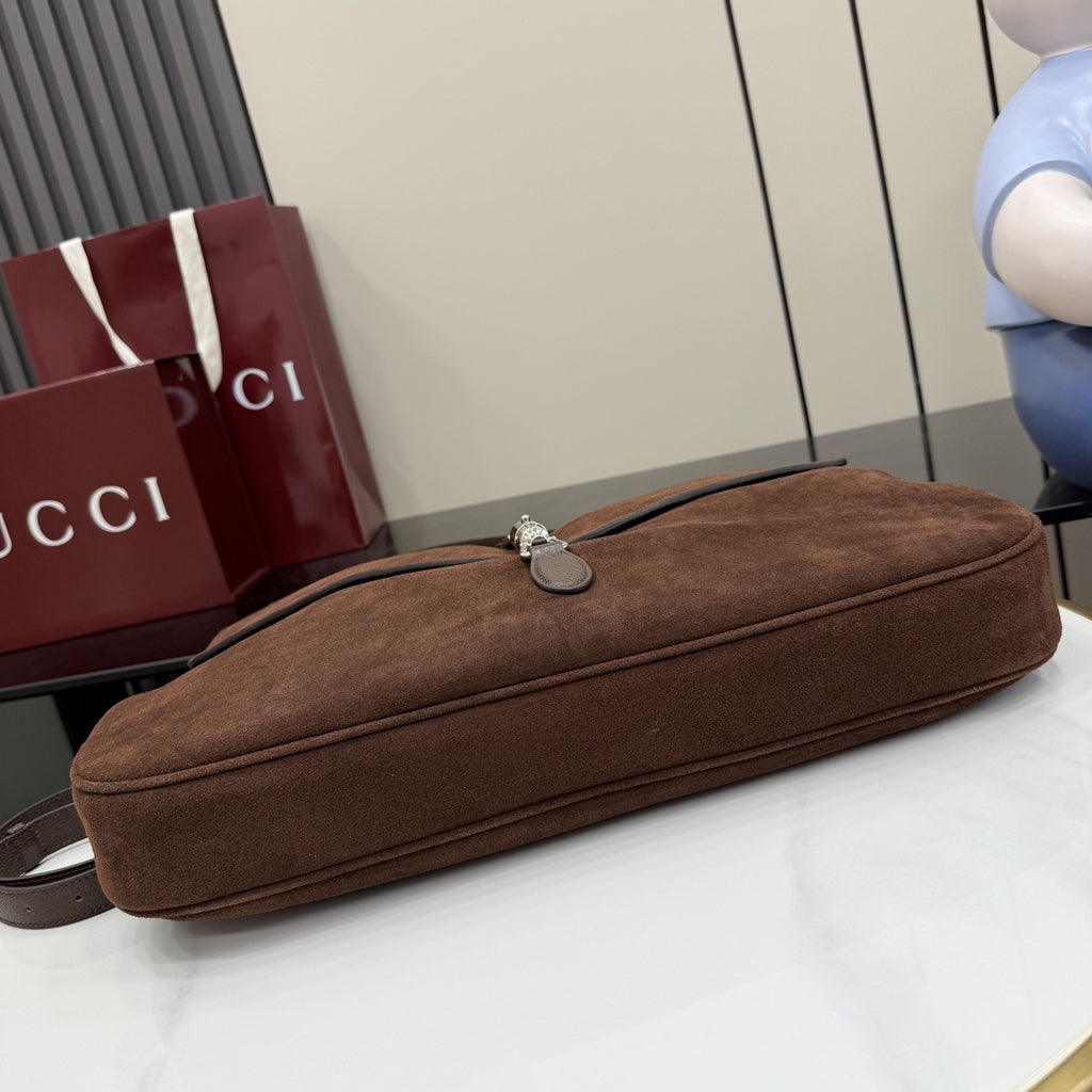 Gucci Brown Lambskin Leather Jackie 1961 Crossbody Bag