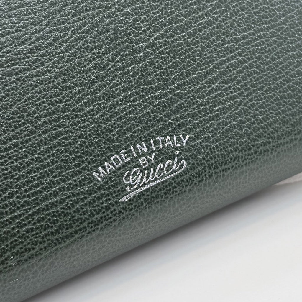 Gucci Green Leather Logo Clutch