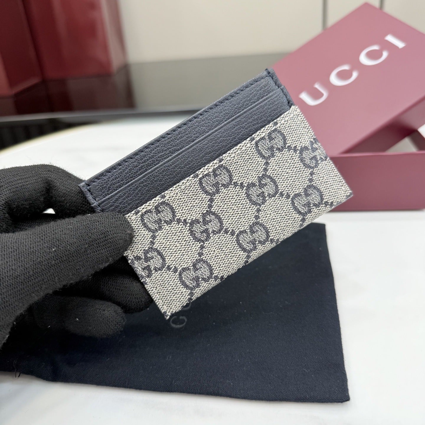 Gucci Canvas & Leather Card Holder