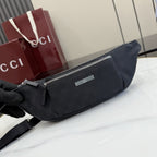 Gucci Black Canvas & Leather Zip Crossbody Bag