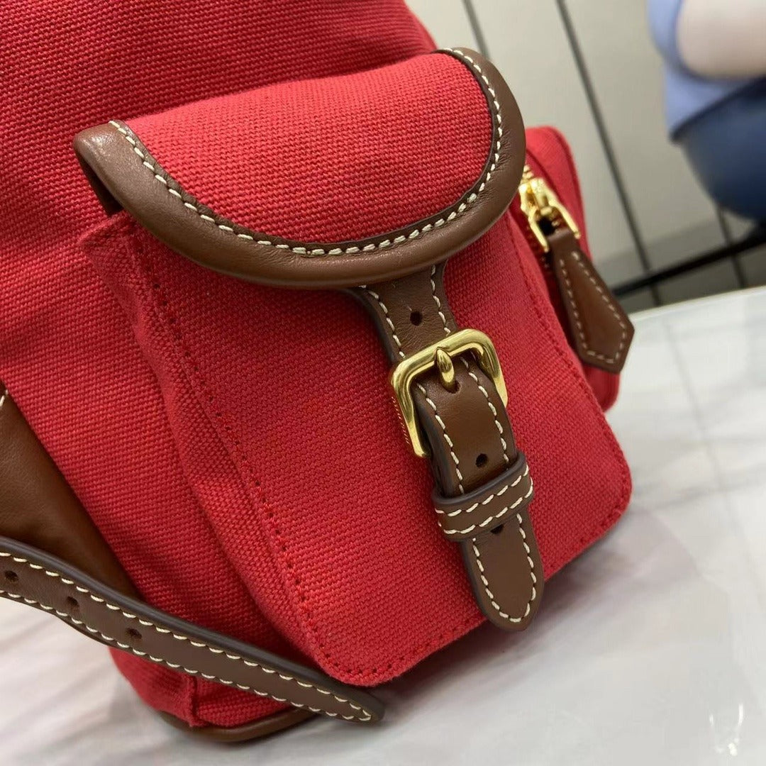 Miu Miu Brown Canvas & Calfskin Leather Backpack