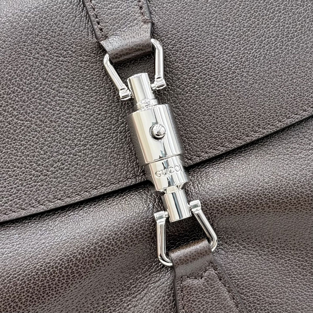 Gucci Brown Lambskin Leather Jackie 1961 Crossbody Bag