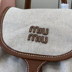 Miu Miu Brown Canvas & Calfskin Leather Backpack