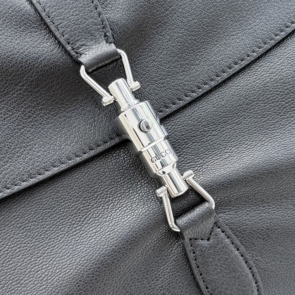 Gucci Black Lambskin Leather Jackie 1961 Crossbody Bag