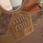 Miu Miu Brown Leather Logo Tote Bag