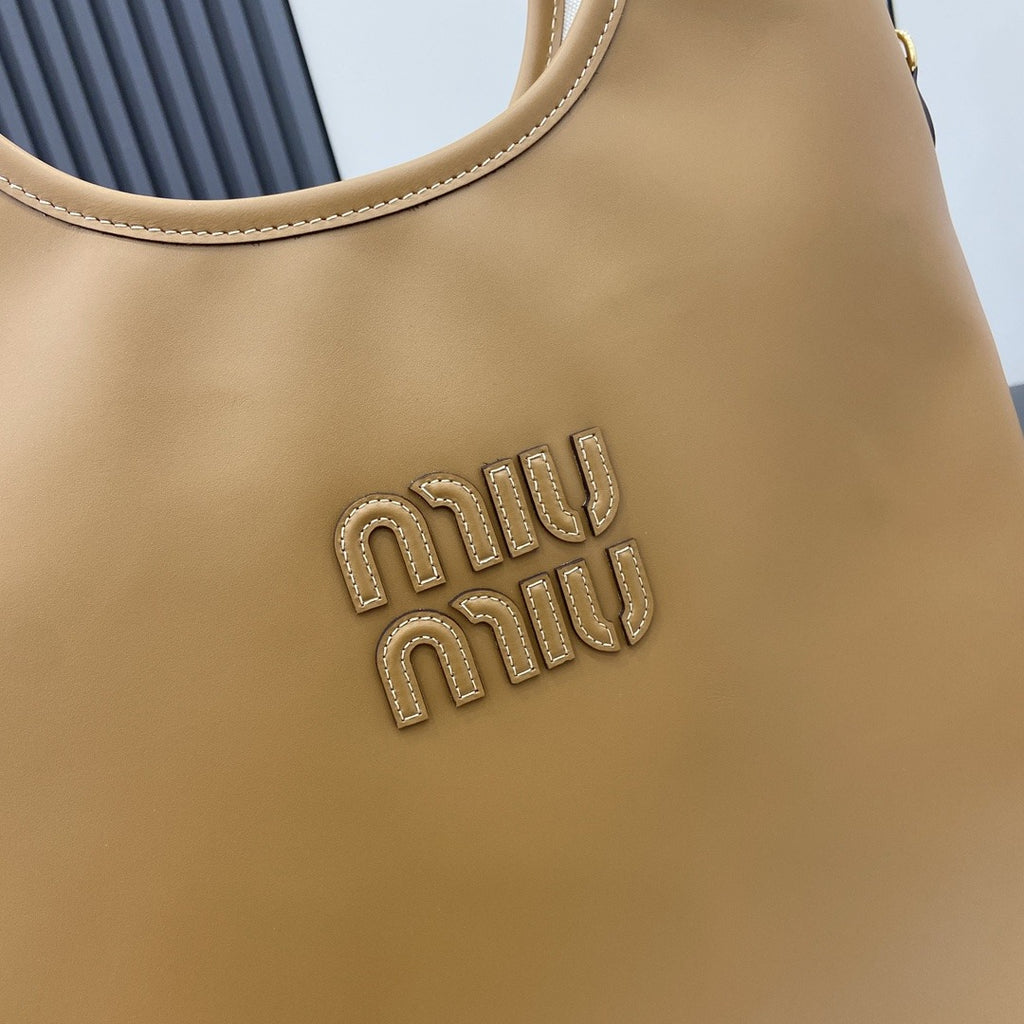 Miu Miu Brown Leather Logo Tote Bag