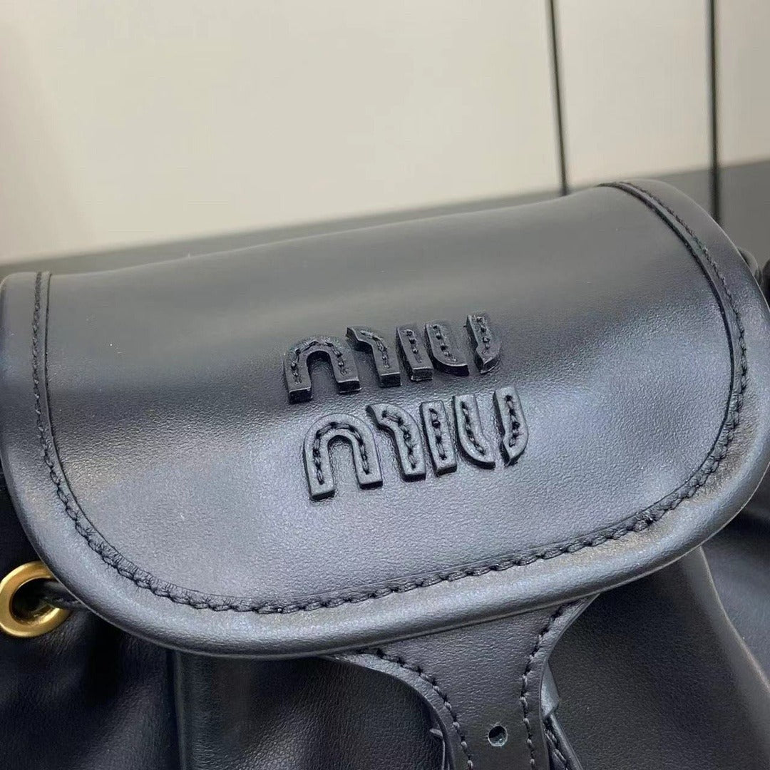Miu Miu Black Calfskin Leather Backpack