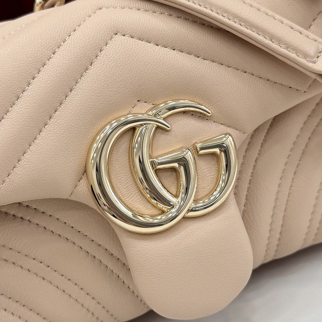 Gucci Pink Lambskin Leather GG Marmont Handbag