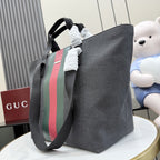 Gucci Black Canvas & Leather Vintage-Finish Tote Bag