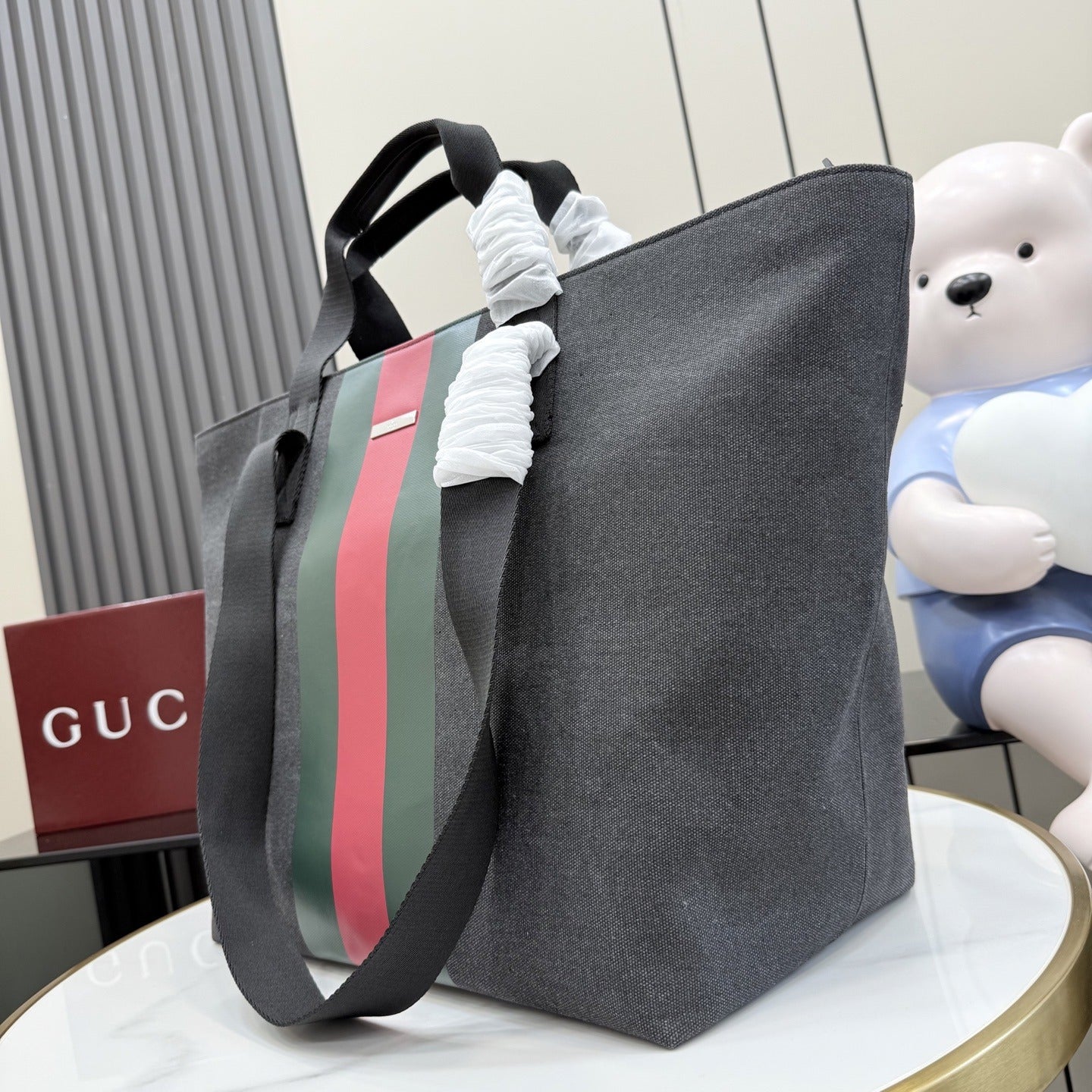 Gucci Black Canvas & Leather Vintage-Finish Tote Bag