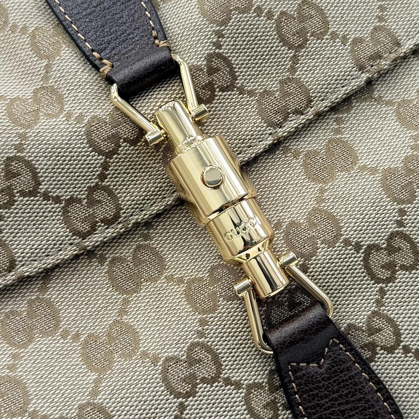 Gucci Brown Canvas & Leather Jackie 1961 Crossbody Bag