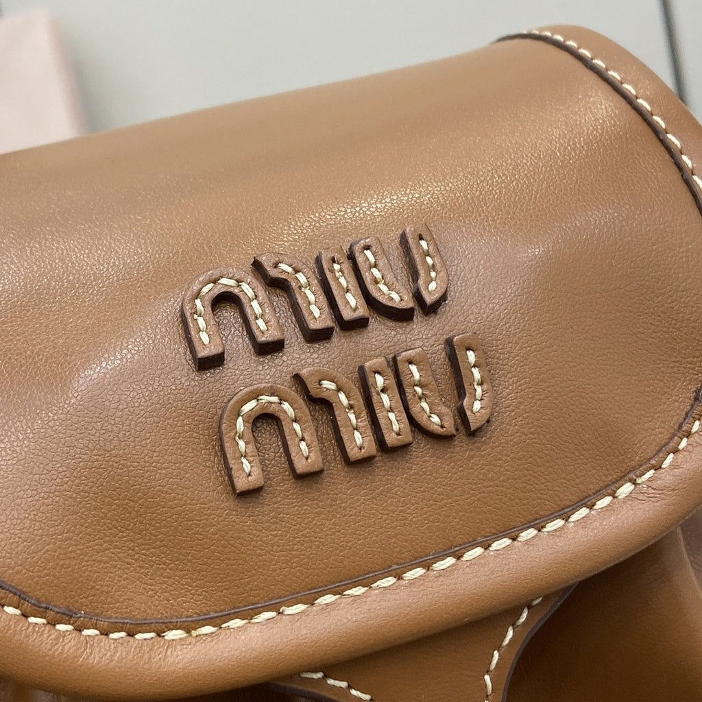 Miu Miu Brown Calfskin Leather Backpack
