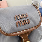 Miu Miu Brown Canvas & Calfskin Leather Backpack