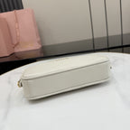 Miu Miu White Calfskin Leather & Cotton Colorblock Handbag
