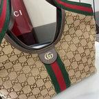 Gucci Brown Canvas & Linen Double G Tote Bag