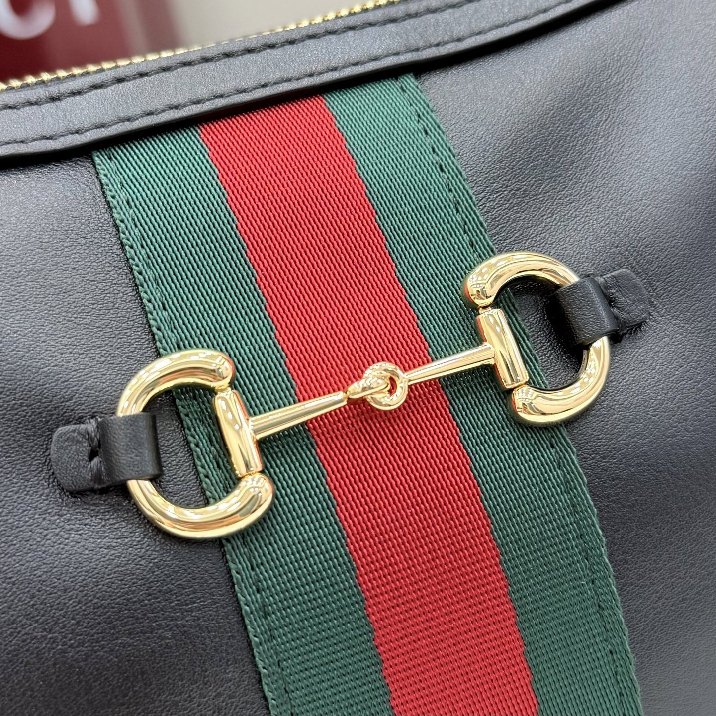 Gucci Black Leather & Canvas Horsebit Crossbody Bag