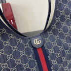 Gucci White Denim Double G Tote Bag