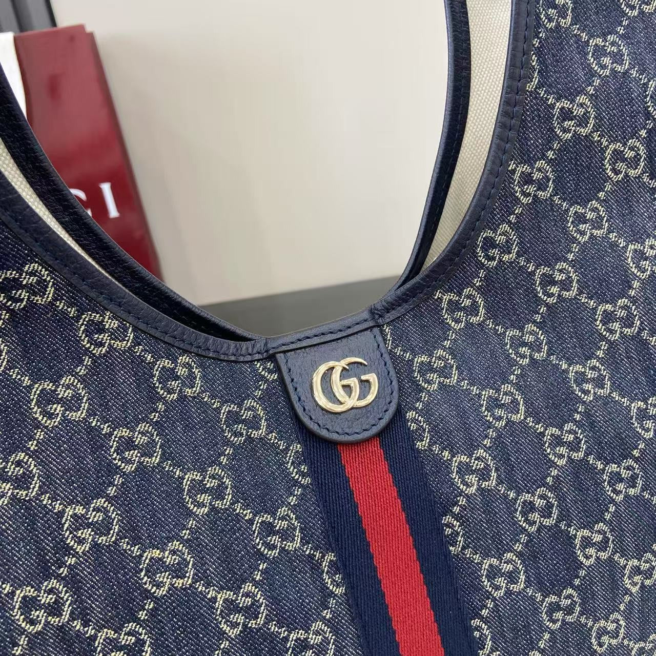 Gucci White Denim Double G Tote Bag