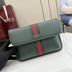 Gucci Green Leather & Canvas Logo Crossbody Bag