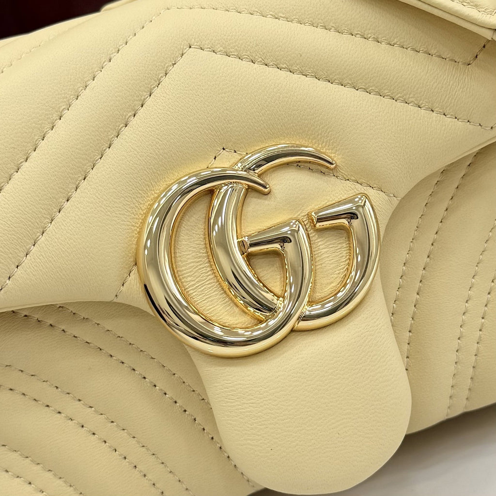 Gucci Yellow Lambskin Leather GG Marmont Handbag