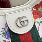 Gucci White Leather Double G Tote Bag
