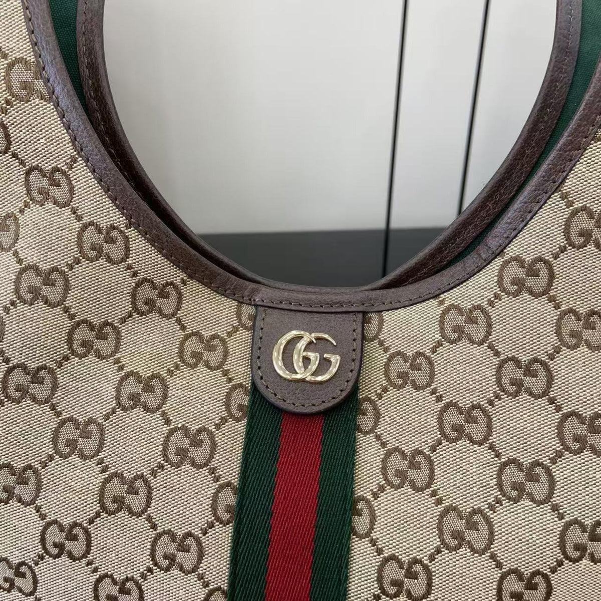 Gucci White Canvas Double G Tote Bag