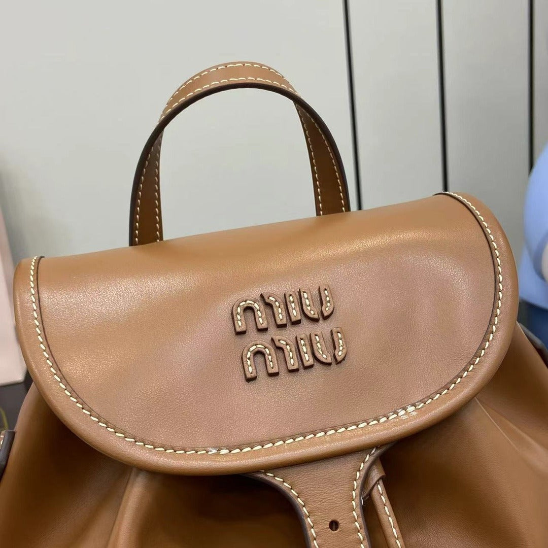Miu Miu Brown Calfskin Leather Backpack