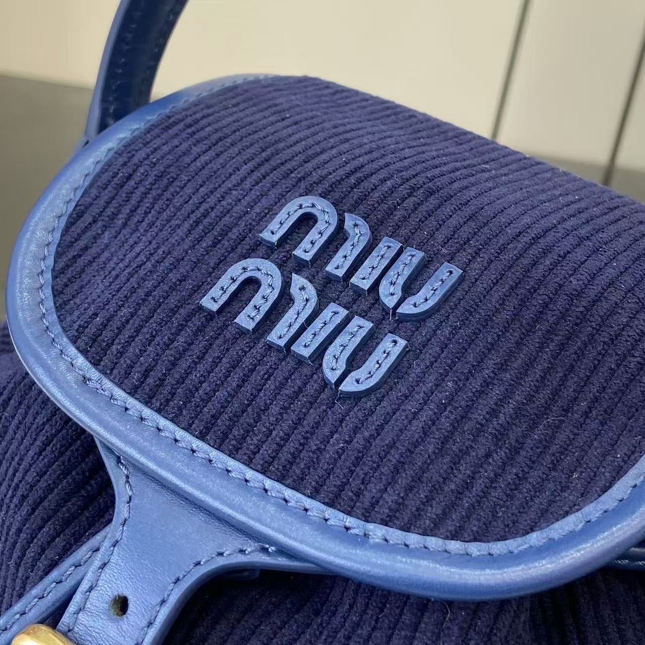 Miu Miu Corduroy & Calfskin Leather Backpack